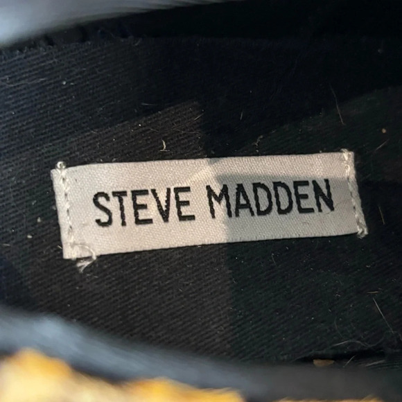 STEVE MADDEN Sz 7 Cliff Animal Print Cow Hair Lace Up Gold  Accent Sneakers - Picture 4 of 9